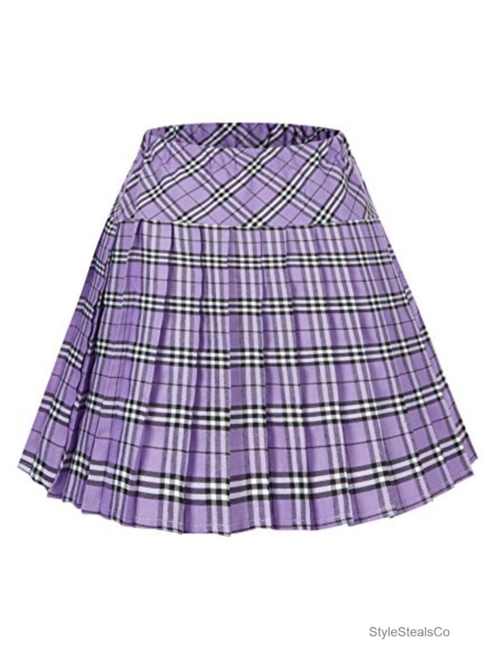 High Waist Pleated A-Line Mini Skirt Polyester Rayon Spandex Casual School
